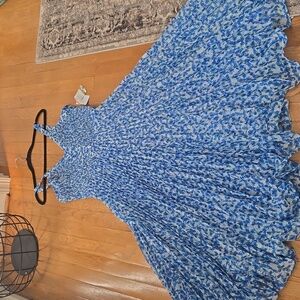 TAYLOR BRAND WOMEN'S PLUS SIZE BLUE SLEEVELESS SUMMER LONG FANCY DRESS SIZE 10L4